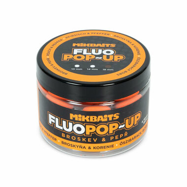 Mikbaits Plovoucí fluo boilie Broskev Pepř 150ml 18mm