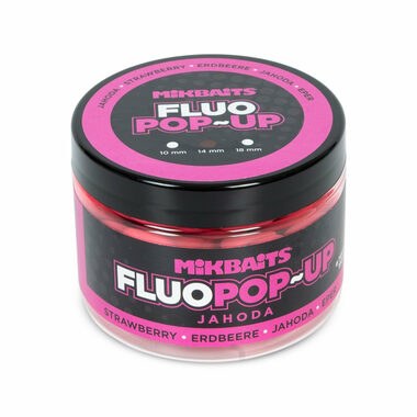 Mikbaits Plovoucí fluo boilie Jahoda 150ml 14mm
