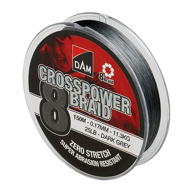 DAM Šňůra Crosspower 8-Braid Dark Grey 150m 0,20mm 12,6kg 28lb