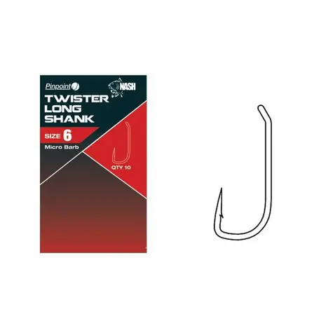 Nash Háček Pinpoint Twister Long Shank Micro Barbed Velikost 2 10ks