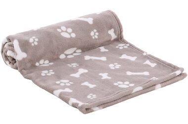 Flamingo Zuma Fleecova deka kostičky/packy béžová 100x70cm