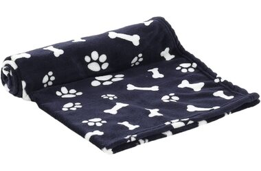 Flamingo Zuma Fleecova deka kostičky/packy tmavě modrá 100x70cm