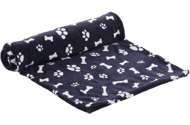 Flamingo Zuma Fleecová deka kostičky/packy tmavě modrá 150x100cm