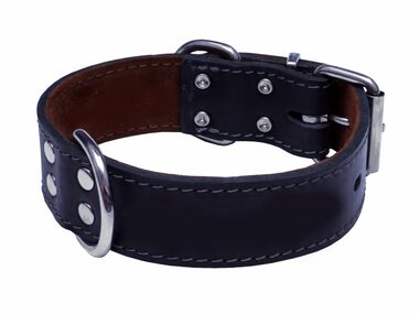 Huhubamboo Mastná kůže - obojek černá / Obojek pro psy / 4x55 cm 