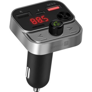 CONNECT IT InCarz šedá / 2x USB-A / USB-C 