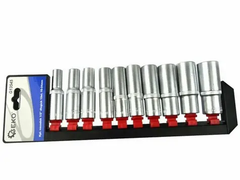 GEKO Nástrčné hlavice prodloužené 1/2" sada 10ks / 10-24mm / CrV ocel
