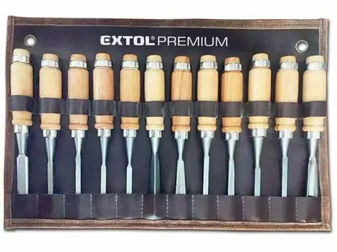 EXTOL-PREMIUM Dláta řezbářská sada 12ks | délka 200 mm | CrV 