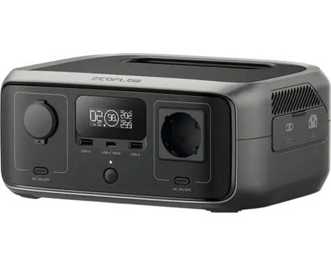 EcoFlow RIVER 3 UPS černá / Nabíjecí stanice / 245 Wh / 300 W / LCD displej / funkce UPS