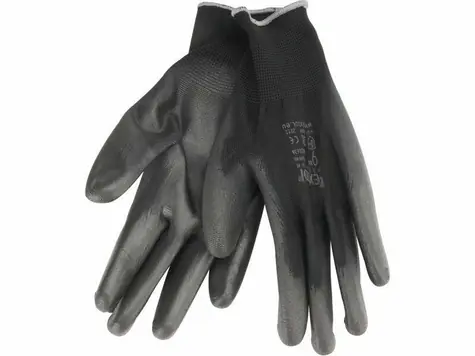 EXTOL-PREMIUM Rukavice z polyesteru polomáčené v PU černé - velikost 11" 