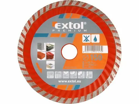 EXTOL-PREMIUM Kotouč diamantový řezný turbo 180x22.2mm / suché i mokré řezání 