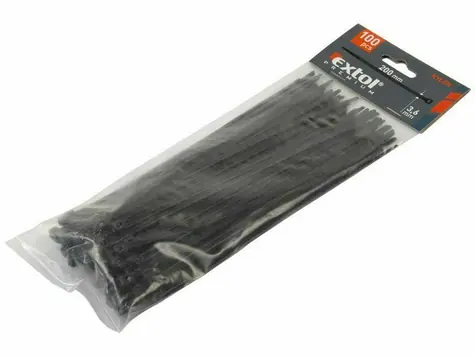 EXTOL-PREMIUM Pásky na vodiče 200x3.6mm 100ks černé /  NYLON 