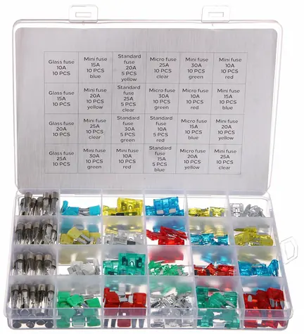 SIXTOL MECHANIC FUSE SET 215 / Sada nožových a skleněných automobilových pojistek 