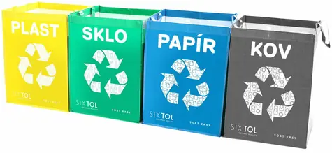 SIXTOL SORT EASY 4 METAL 4ks / Tašky na tříděný odpad / 30x30x40cm / 4x36l