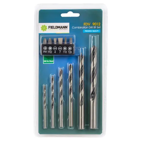 FIELDMANN FDV 9012 / Sada vrtáku do dřeva s bity 12 ks