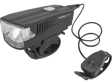 EXTOL-LIGHT Světlo bílé na kolo 350lm / USB nabíjení / klakson / 5W LED 