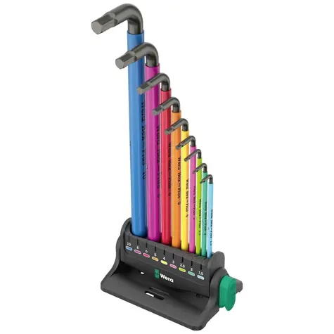 WERA 950/9 Hex-Plus Multicolour 3 sada úhlových klíčů / metrické / BlackLaser / 10 dílný