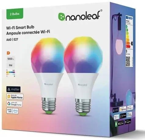 Nanoleaf Matter Wi-Fi A19 Smart RGB E27 (2 ks) / LED / E27 / 9W / 1100 lm / 2700-6500K