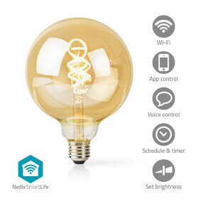 Nedis SmartLife LED žárovka / Wi-Fi / E27 / 360 lm / 4.9 W / Sklo / Android & iOS 