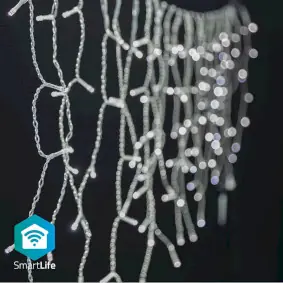 Nedis Vánoční Osvětlení SmartLife / Rampouch / Wi-Fi / Studená bílá / 400 LED's / 8.00 m / Android & iOS