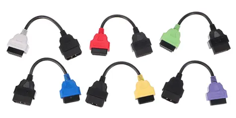 SIXTOL MECHANIC CABLE SET 3 / Kompletní sada OBD-II redukcí FiatECUScan pro osobní auta 6ks 