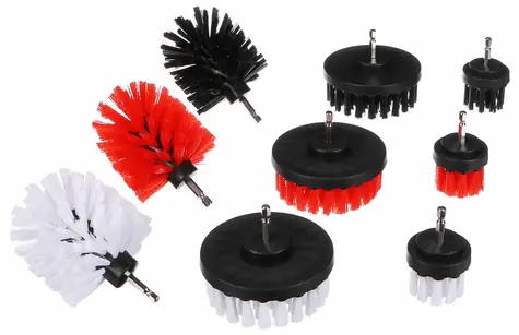 SIXTOL CAR DETAILING DRILL BRUSH 9 / Sada kartáčů na vrtačku pro čištění auta / 9ks 
