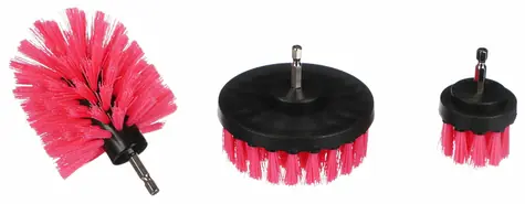 SIXTOL CAR DETAILING DRILL BRUSH PINK 3 / Sada kartáčů na vrtačku pro čištění auta / 3ks 
