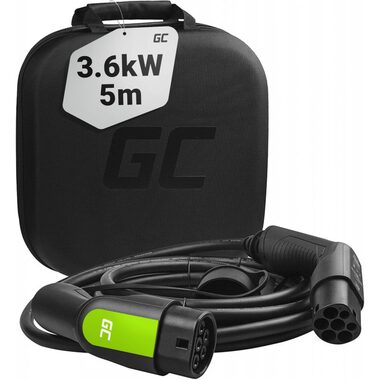 Green Cell GC EV Type 2 3.6kW 5.0m černá / kabel nabijení pro elektrický automobil / Type 2 socket