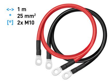 AVACOM KBL-1M25-Q10Q10D / propojovací kabel / 25mm2 / 1m / 2x očko M10 / 2 kusy