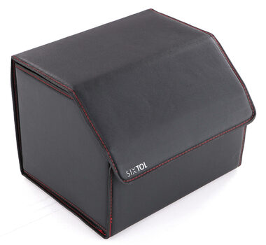 SIXTOL CAR COMPACT LEATHER M / Organizér do kufru auta / 2 přihrádky / skládací / s víkem 
