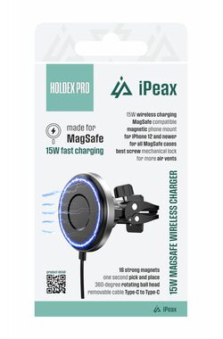 iPEAX HOLDEX PRO Držák telefonu do auta s MagSafe nabíjením černá / 15W / USB-C