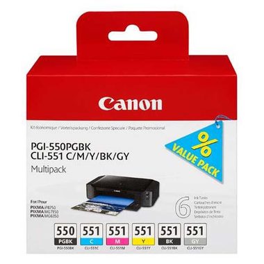 Canon originální cartridge PGI-550 & CLI-551 PGBK C M Y BK GY / Multipack