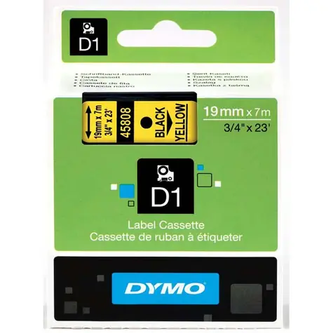 Dymo originální páska do tiskárny štítků 19mm x 7m (žlutý podklad) / černý tisk / D1