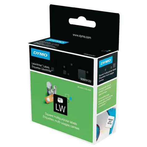 Dymo papírové štítky 25mm x 25mm / bílé / multifunkční / 750 ks