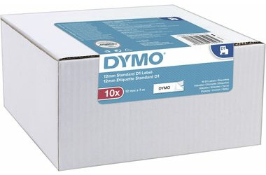 Dymo originální páska do tiskárny štítků 12mm x 7m (bílý podklad) / černý tisk / D1 / 10ks