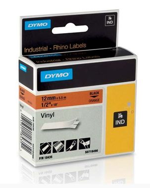 Dymo originální páska do tiskárny štítků 12mm x 5.5m (oranžový podklad) / černý tisk / RHINO vinylová profi / D1
