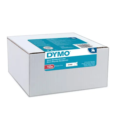 Dymo D1 originální páska do tiskárny štítků 19mm x 7m / černý tisk na bílem podkladu / 10 ks