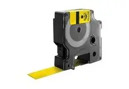 Dymo originální páska do tiskárny štítků 6mm x 1.5m (žlutý podklad) / černý tisk / RHINO