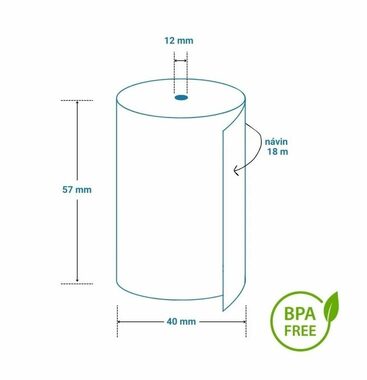 Termo kotouček 57x40/12mm/18m baleno po 10 ks