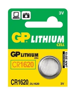 GP CR1620, knoflíková lithiová baterie kompatibilní s CR1620