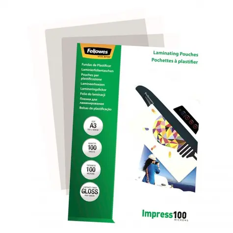 Fellowes A3 100 mic / Laminovací fólie / 100ks / lesklá