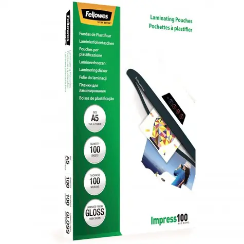 Fellowes A5 100 mic / Laminovací fólie / 100ks / lesklá