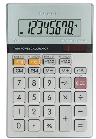 SHARP EL330ERB stříbrná / stolní kalkulačka / osmimístná