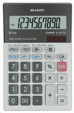 SHARP EL-M711GGY stříbrná / stolní kalkulačka / desetimístná