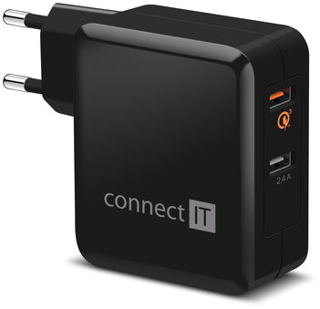 CONNECT IT QUICK CHARGE 3.0 nabíjecí adaptér 2x USB černá / 3.4A / QC 3.0 