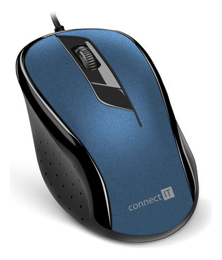 CONNECT IT CMO-1200 modrá / Optická myš / 1000DPI / 3 tlačítka / USB / 1.8m