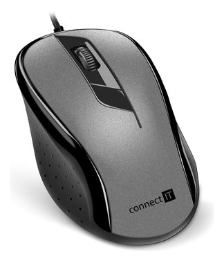 CONNECT IT CMO-1200 šedá / Optická myš / 1000DPI / 3 tlačítka / USB / 1.8m
