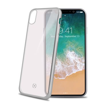 CELLY Laser TPU pouzdro - lemování s matným kovovým efektem pro Apple iPhone X stříbrná