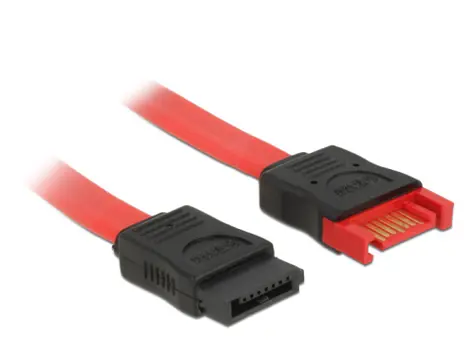 DeLock Prodlužovací kabel SATA 6 Gb/s samec > SATA samice / 20 cm / červený