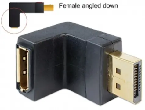 DeLock Adaptér Displayport 1.1 samec > Displayport samice zakřivený dolu