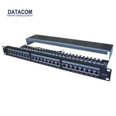 DATACOM Patch panel 24p. CAT6 / 1U / 3x8 / LSA / STP / 19" / černý s vyvázáním